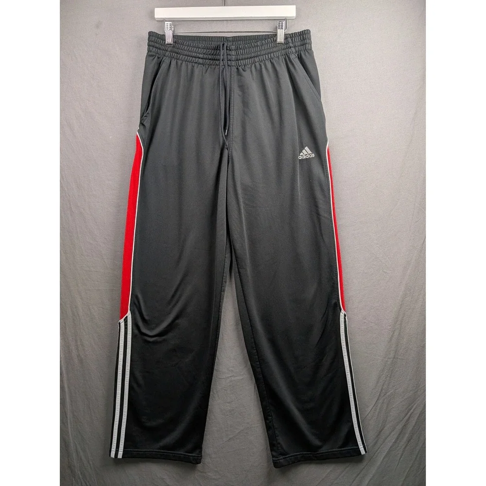 Adidas‎ Mens Black Red White Stripe Track Pants Athletic Gym Sweatpants Large